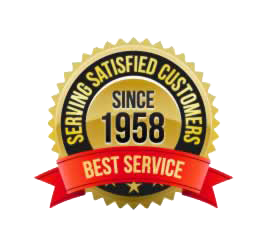 Badge: Serving Satisfied Customers Since 1958 Best service