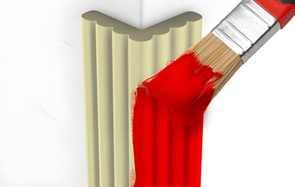 Paintable Corner Guards with red paint and paint brush