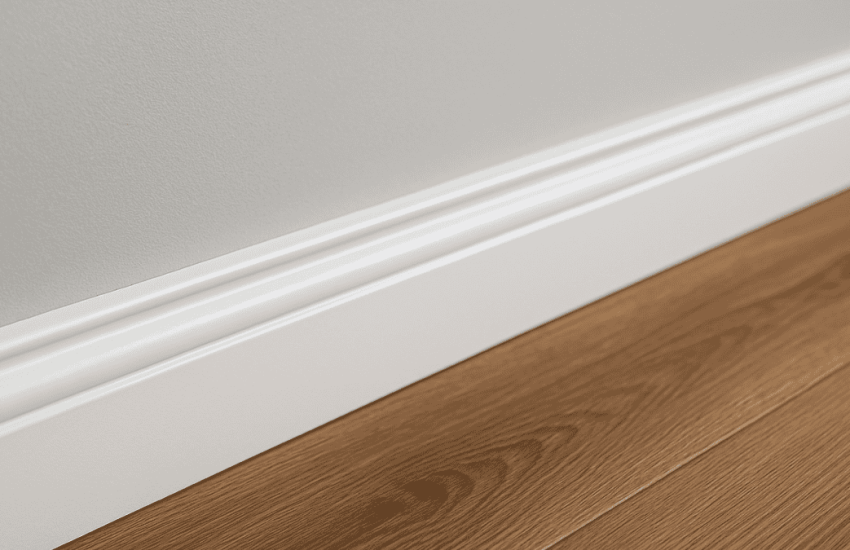 Wall base size guide. Standard height and thickness of residential and commercial wall base.