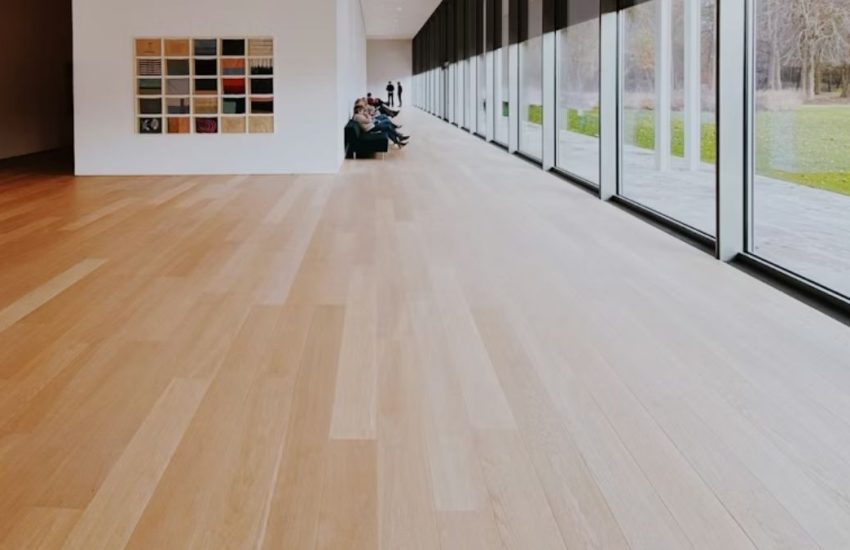 Luxury vinyl title in a commercial space.