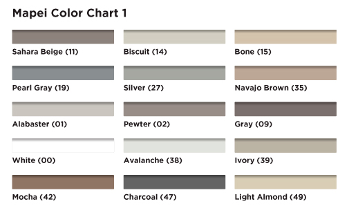 Mapei Grout Chart