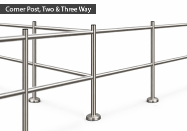 Modular rail system in brushed stainless steel guides customers in the store