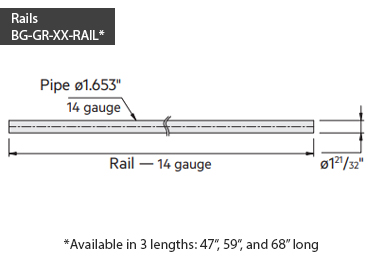 Modular rail system in brushed stainless steel guides customers in the store