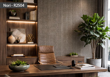 Wall covering roll features a subtle chevron pattern available in 97 colors