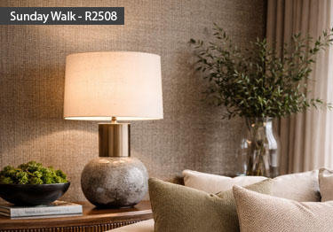 Wall covering roll features a subtle chevron pattern available in 97 colors