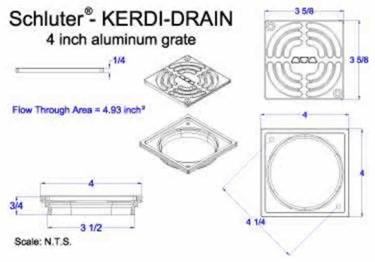 Schluter Kerdi-Line Linear Drain - Matte Black Adjustable Grate For Tile Showers | 36-inch Length